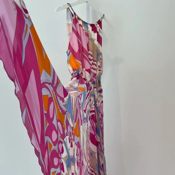EMILIO PUCCI PINK MULTI MAXI SILK DRESS SIZE IT 40 / US 6